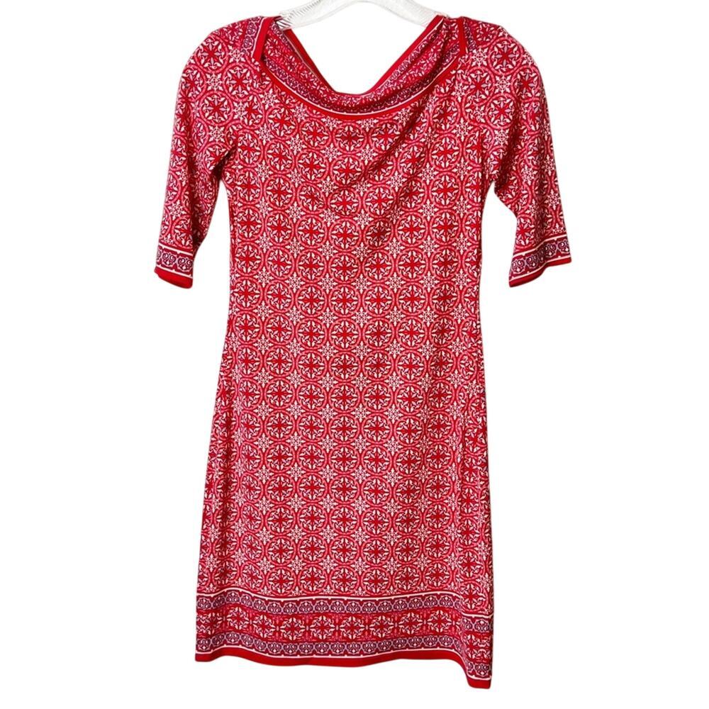 MAX STUDIO RED PRINT WOMEN MINI DRESS WITH SLEEVES POLY SPANDEX XS BRAND NEW